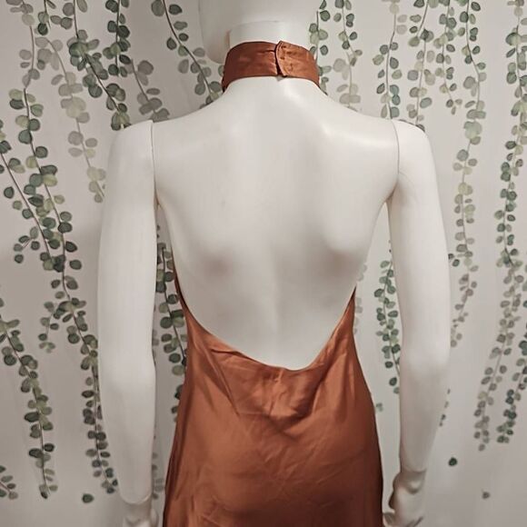 NWOT Show Me Your MuMu Jasmine Halter Maxi Dress In Cooper Luxe Satin - Picture 7 of 8